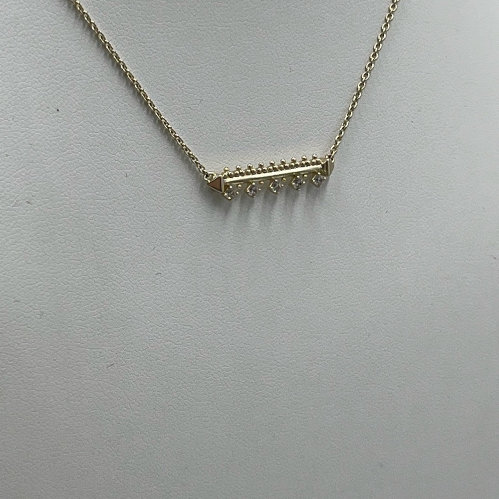 Kendra Scott Gold Plated Anissa Bar Pendant‎ Cubic Zirconia Regal Necklace - Picture 8 of 13